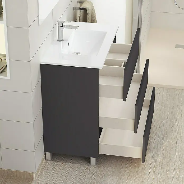 Mueble de lavabo Patri - L x An x Al: 46 x 70 x 85 cm, Negro seda - Foto ambiente