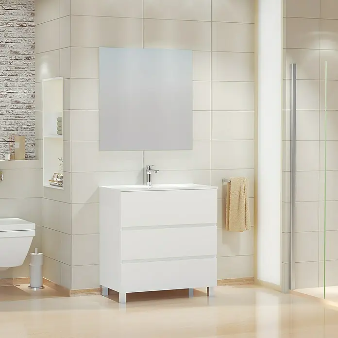 Mueble de lavabo Patri - 46 x 80 x 85 cm, Blanco - Foto ambiente