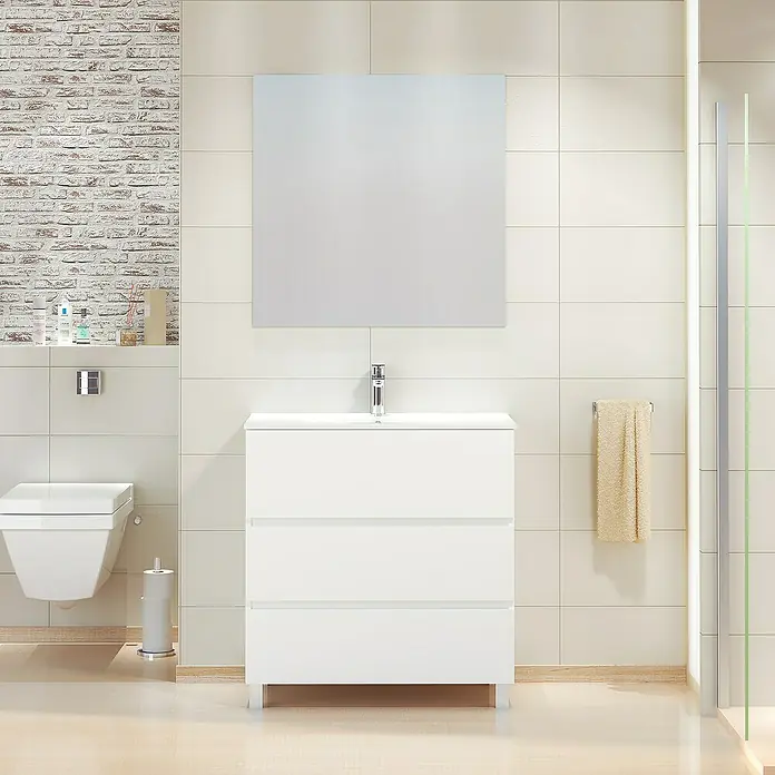 Mueble de lavabo Patri - 46 x 80 x 85 cm, Blanco - Foto ambiente
