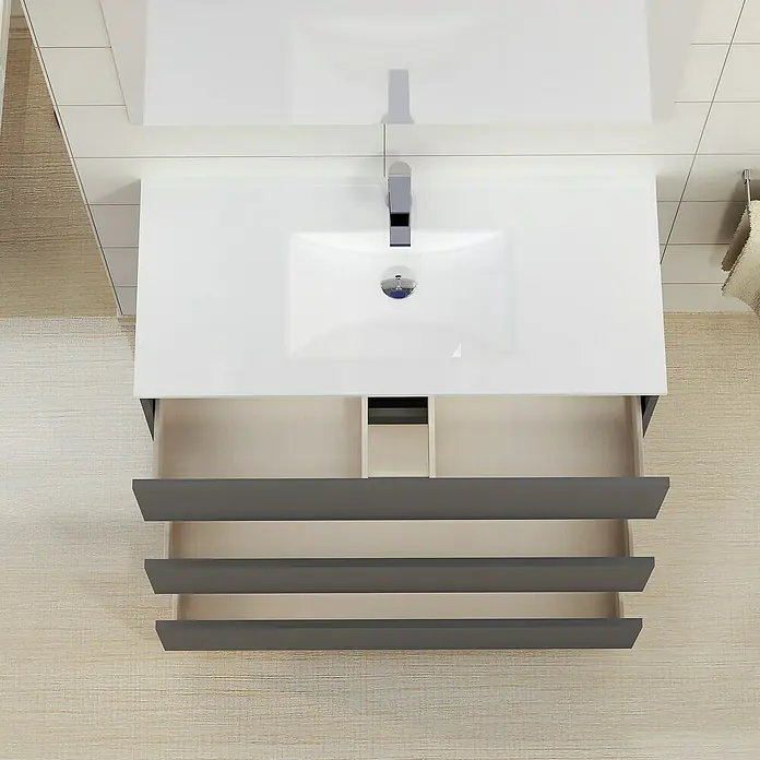 Mueble de lavabo Patri - 46 x 100 x 85 cm, Gris - Foto ambiente