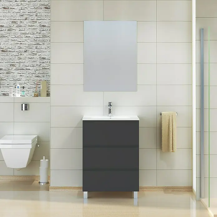 Mueble de lavabo Patri - L x An x Al: 46 x 60 x 85 cm, Negro seda - Foto ambiente