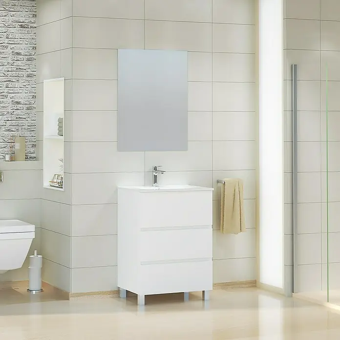 Mueble de lavabo Patri - 46 x 60 x 85 cm, Blanco - Foto ambiente