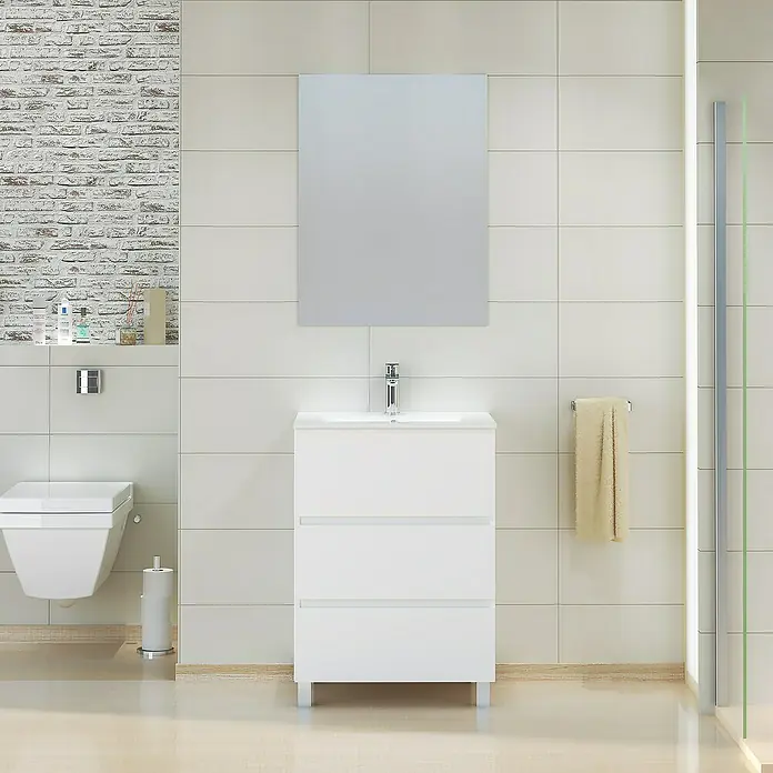 Mueble de lavabo Patri - 46 x 60 x 85 cm, Blanco - Foto ambiente
