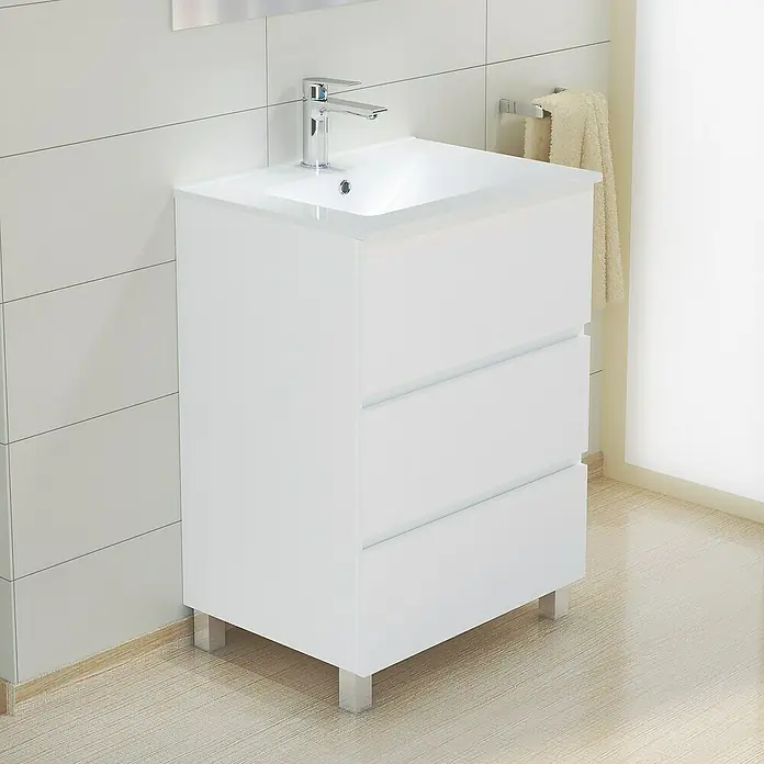 Mueble de lavabo Patri - 46 x 60 x 85 cm, Blanco - Foto ambiente