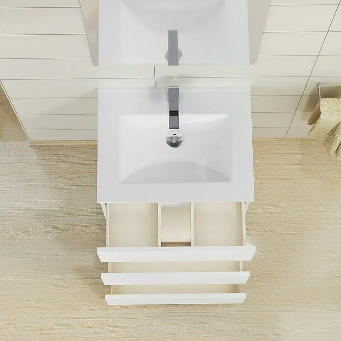 Mueble de lavabo Patri - 46 x 60 x 85 cm, Blanco - Foto ambiente