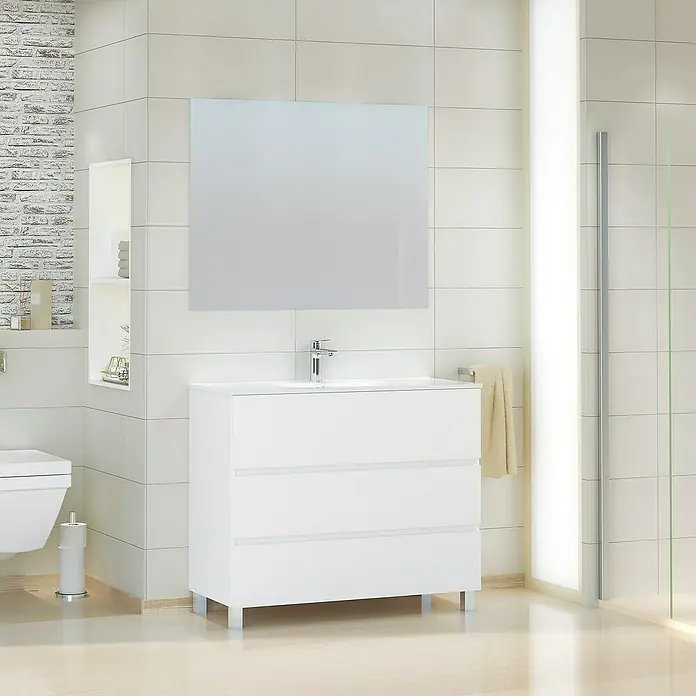 Mueble de lavabo Patri - 46 x 100 x 85 cm, Blanco - Foto ambiente
