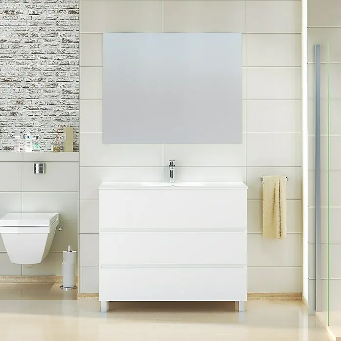 Mueble de lavabo Patri - 46 x 100 x 85 cm, Blanco - Foto ambiente