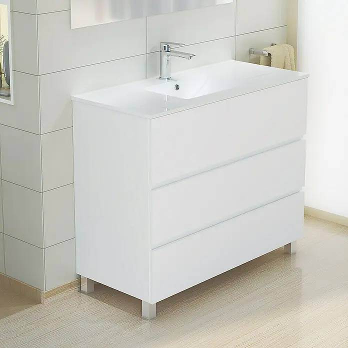 Mueble de lavabo Patri - 46 x 100 x 85 cm, Blanco - Foto ambiente