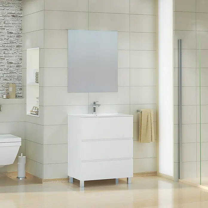 Mueble de lavabo Patri - 46 x 70 x 85 cm, Blanco - Foto ambiente