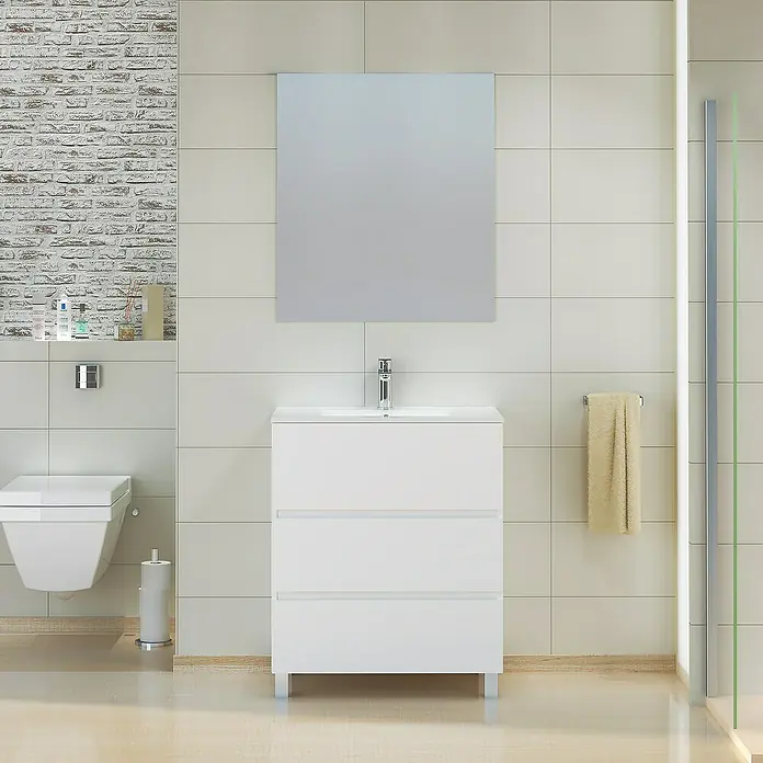 Mueble de lavabo Patri - 46 x 70 x 85 cm, Blanco - Foto ambiente