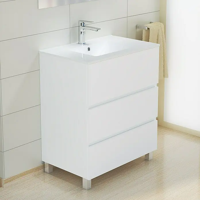 Mueble de lavabo Patri - 46 x 70 x 85 cm, Blanco - Foto ambiente