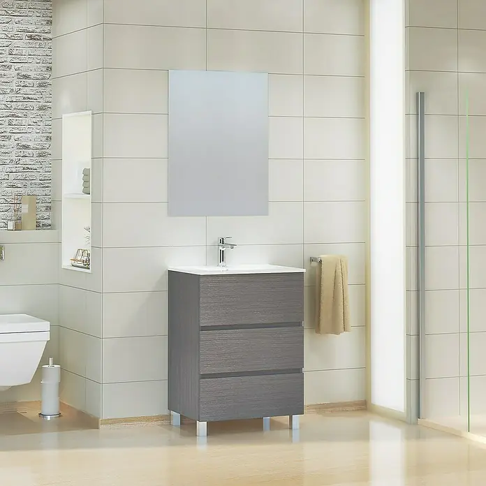 Mueble de lavabo Patri - L x An x Al: 46 x 60 x 85 cm, Ceniza - Foto ambiente