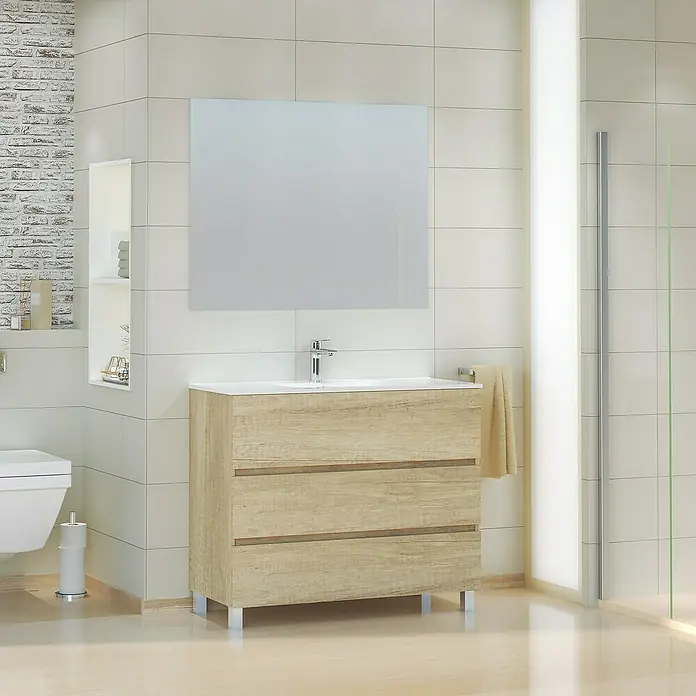 Mueble de lavabo Patri - L x An x Al: 46 x 100 x 85 cm, Nature - Foto ambiente