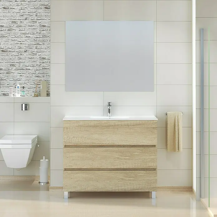 Mueble de lavabo Patri - L x An x Al: 46 x 100 x 85 cm, Nature - Foto ambiente