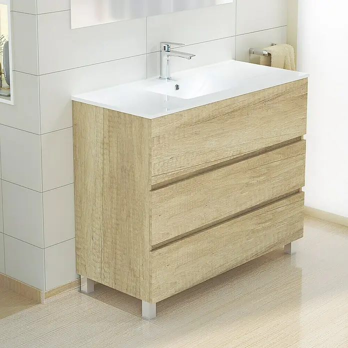 Mueble de lavabo Patri - L x An x Al: 46 x 100 x 85 cm, Nature - Foto ambiente