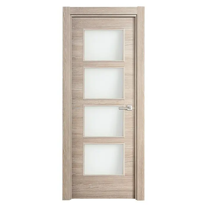 Puerta acristalada Roble Gris vidriera 100AL - 82,5 x 203 cm, Izquierda, Roble Gris, Macizo, Vidriera