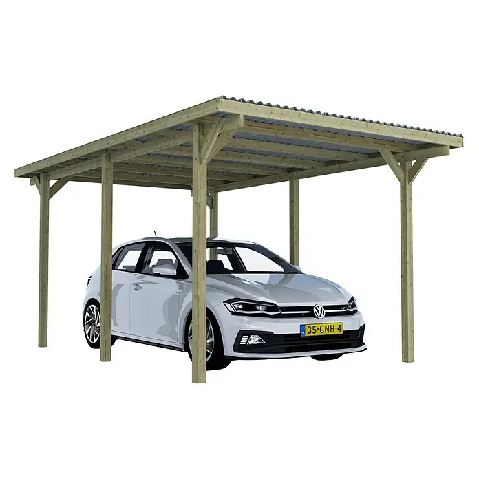 Outdoor Life Products Carport EAGLE - l x b: 500 x 300 cm, Inrijhoogte: 223 cm, Geïmpregneerd - Toepassingsvoorbeeld