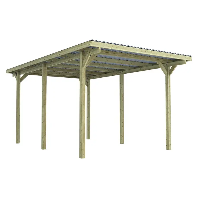 Outdoor Life Products Carport EAGLE - l x b: 500 x 300 cm, Inrijhoogte: 223 cm, Geïmpregneerd - Diagonaal zicht