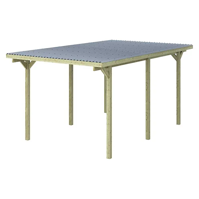 Outdoor Life Products Carport EAGLE - l x b: 500 x 300 cm, Inrijhoogte: 223 cm, Geïmpregneerd - Diagonaal zicht