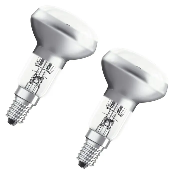 Osram Bombilla halógena Eco Pro Classic R50 - 30 W, E14, 2 uds., Blanco cálido - Vista angular