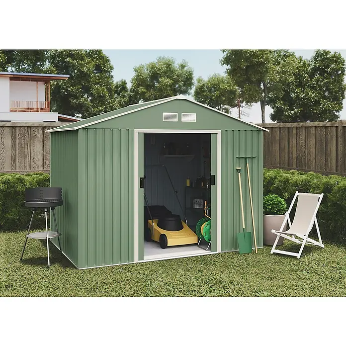 Hoggar Caseta para jardín Köppen Plus - Verde, 261 x 301 x 198 cm, Acero - Foto ambiente