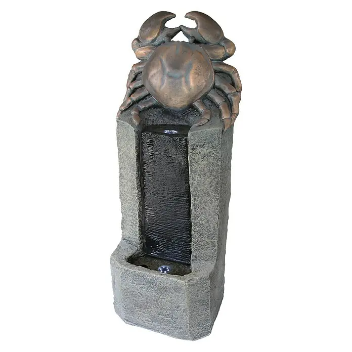 Silex Kunststeinbrunnen Krebs - 32 x 25,5 x 82 cm - Vorderansicht
