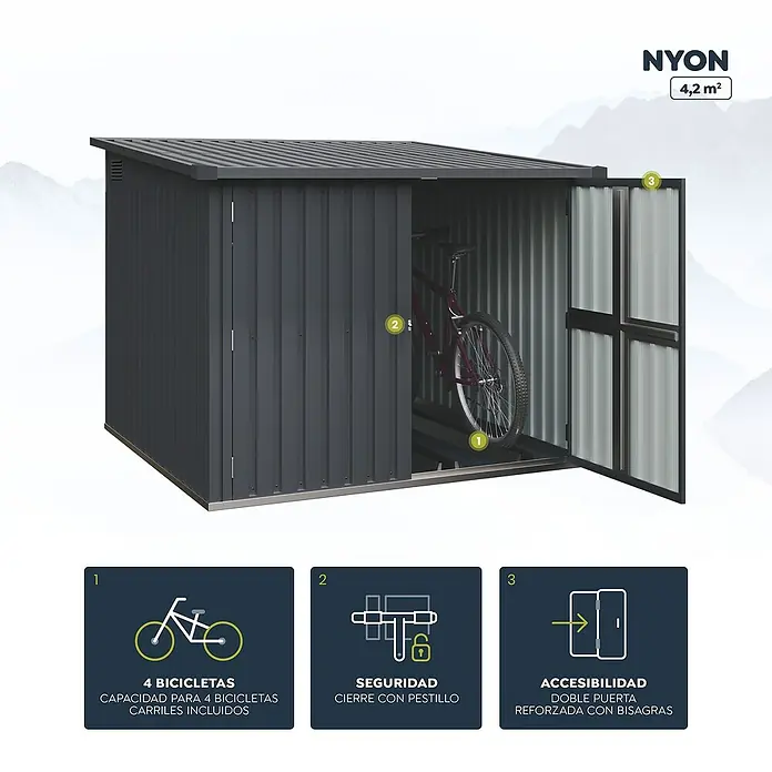 Okoru Caseta para jardín Nyon - Acero, Antracita - Información del producto
