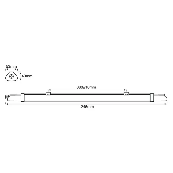 Ledvance LED-Feuchtraum-Lichtleiste Submarine Slim - 18 W, Länge: 124,5 cm, Neutralweiß, IP65 - Skizze