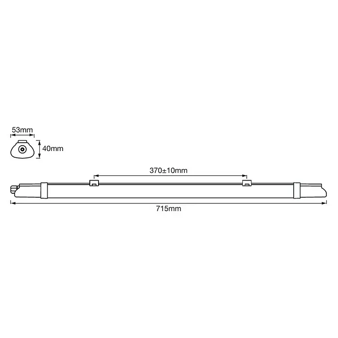 Ledvance LED-Feuchtraum-Lichtleiste Submarine Slim - 10 W, Länge: 71,5 cm, Neutralweiß, IP65 - Skizze