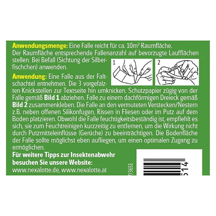 Nexa Lotte Silberfischköder - 3 Stk. - Rückansicht