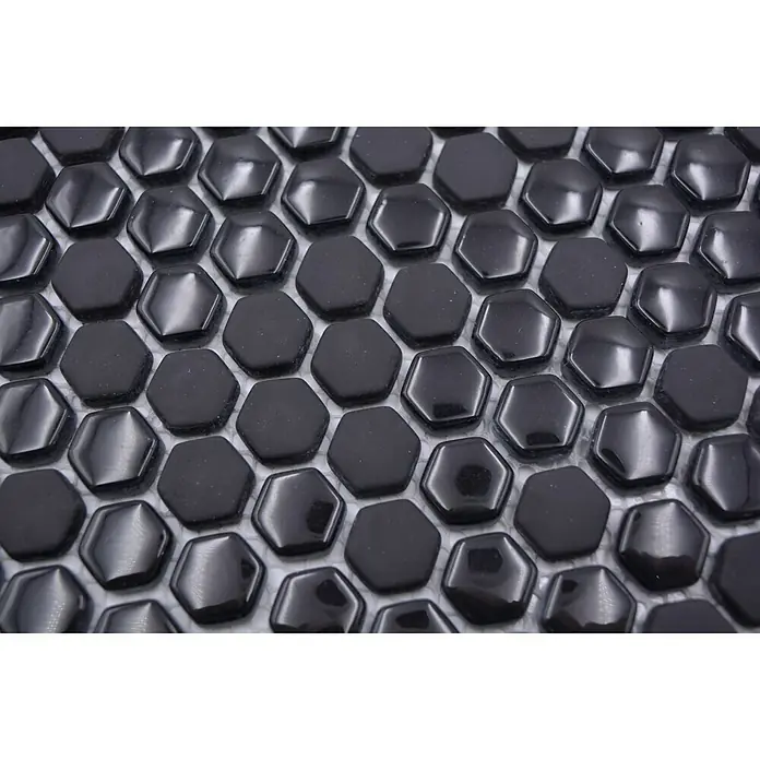 Mosaikfliese Hexagon CUBA HX8GM - 29 x 29,5 cm, Schwarz, Matt - Detailaufnahme