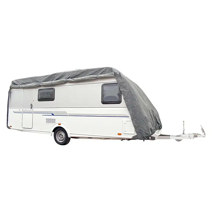 Wohnwagen-Abdeckplane - L x B x H: 580 x 250 x 220 cm, Grau - Diagonale Ansicht