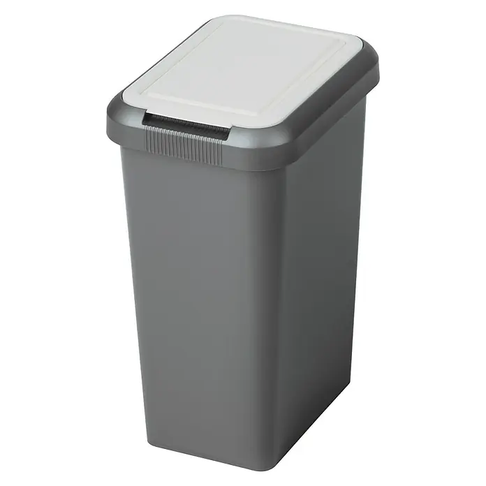 Abfalleimer Touch & Lift - 25 l, Weiß/Anthrazit - Diagonale Ansicht