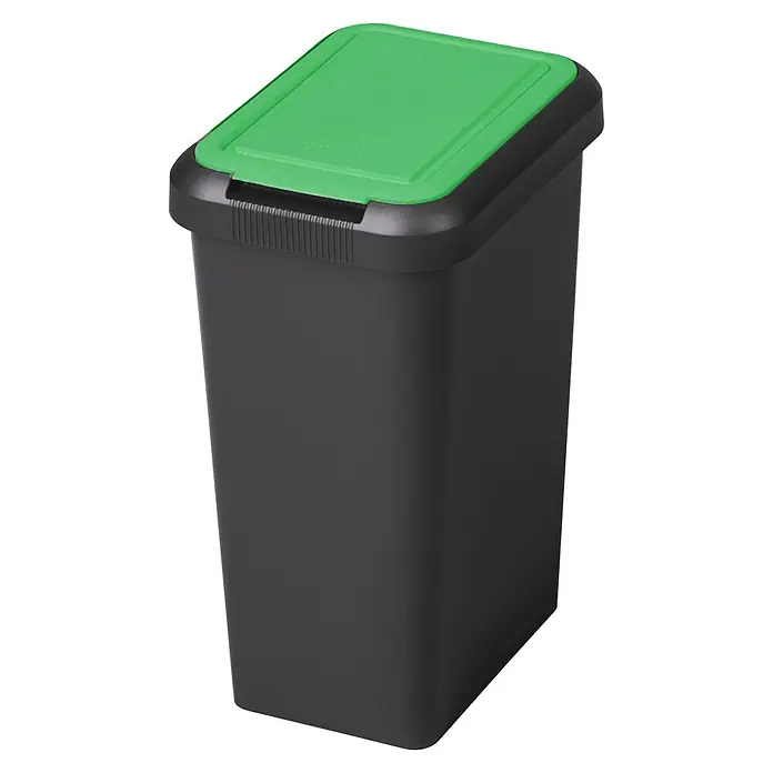 Abfalleimer Touch & Lift - 25 l, Schwarz/Grün - Diagonale Ansicht