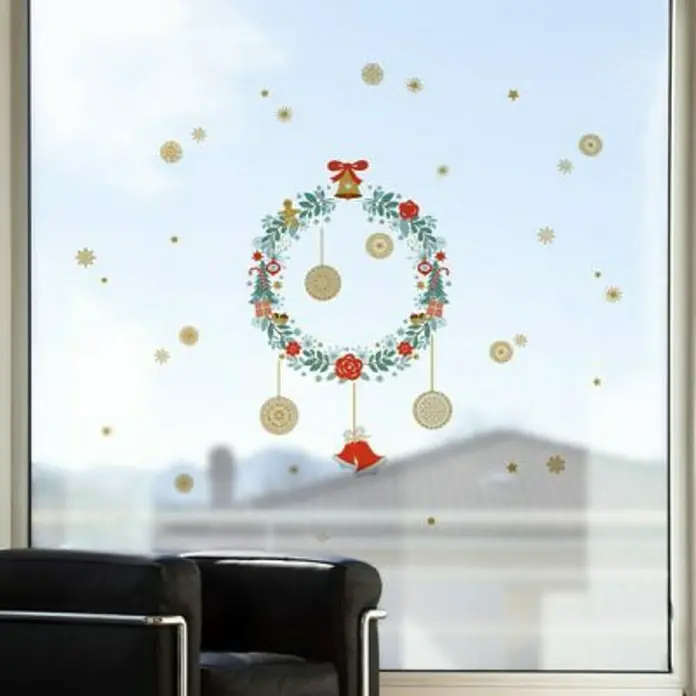 Vinilos para ventanas Guirnaldas - Multicolor, 22 x 67 cm - Foto ambiente
