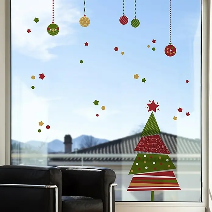 Vinilos para ventanas Árbol de navidad - Multicolor, 22 x 67 cm - Foto ambiente