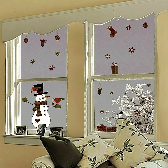 Vinilos para ventanas Navidad - Multicolor, 22 x 67 cm - Foto ambiente