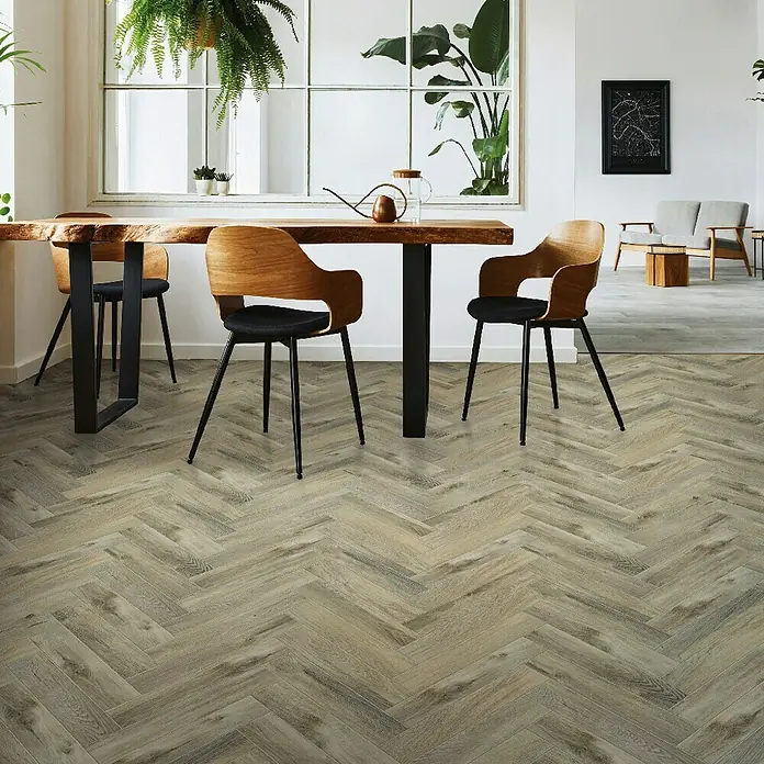 Aqua-Step Vinylvloer SPC Birmingham - 61 cm x 12,2 cm x 4,5 mm, Vinyl, Birmingham Lichtbruin - Sfeeropname
