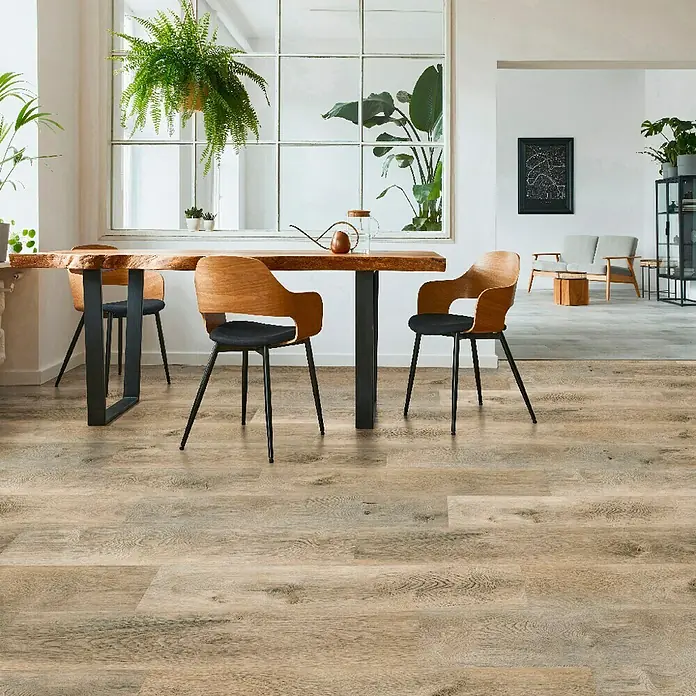 Aqua-Step Vinylvloer SPC Calgary - 152,5 cm x 22,8 cm x 4,5 mm, Vinyl, Calgary Bruin - Sfeeropname