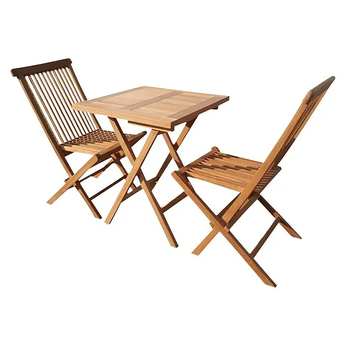 Balkonmöbel-Set - 3 -tlg., Farbe: Teak - Diagonale Ansicht