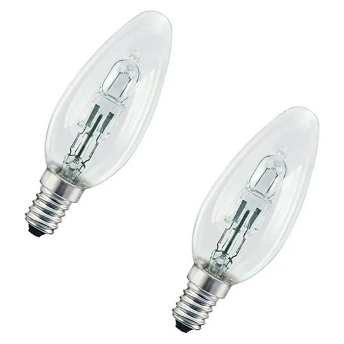 Voltolux Bombilla halógena tubular - 20 W, E14, 2 uds., Blanco cálido, Forma de vela - Vista angular