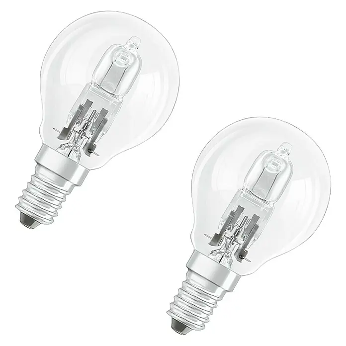 Voltolux Bombilla halógena tubular - 30 W, E14, 2 uds., Blanco cálido, Forma: Gota - Vista angular