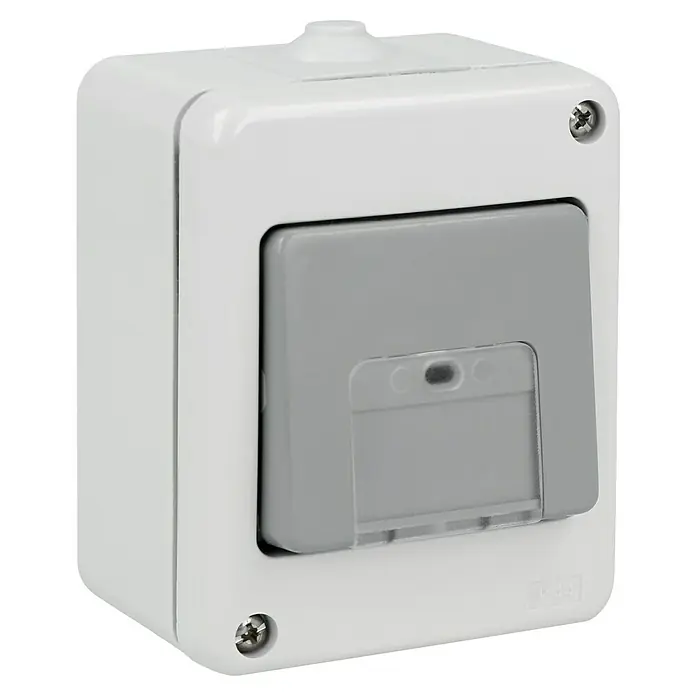 Voltomat FLUID Conmutador para estancias con humedad - Gris, En pared, IP44 - Vista angular