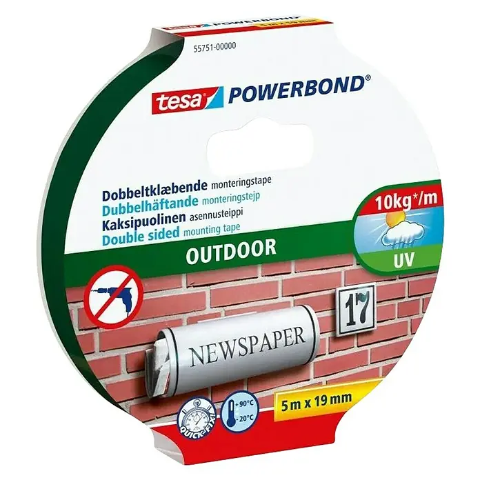 Tesa Montažna traka - D x Š: 5 m x 19 mm, Prozirno - Dijagonalni pogled