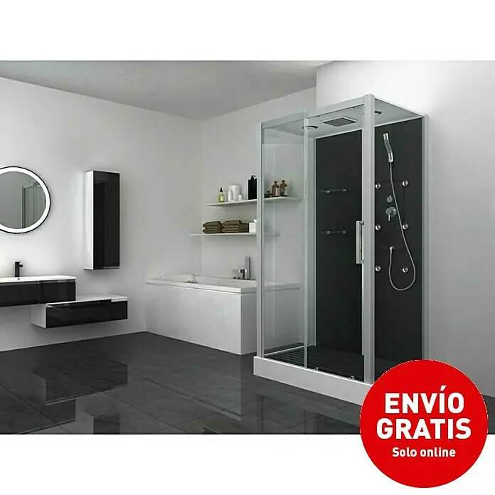 Cabina de ducha completa Atrium 2 - 85 x 115 x 215 cm, Negro Gris Plata - Imagen de campaña