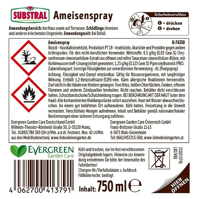 Substral Ameisenspray - 750 ml - Rückansicht