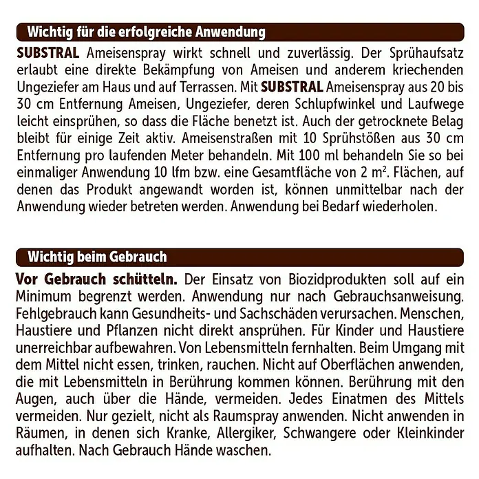 Substral Ameisenspray - 750 ml - Rückansicht