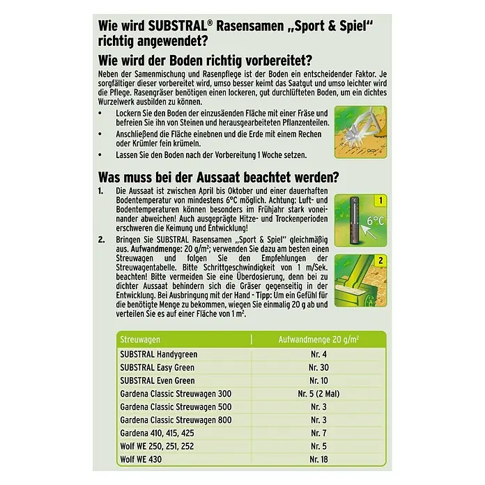 Substral Spiel- & Sportrasensamen - 5 kg, 250 m² - Rückansicht