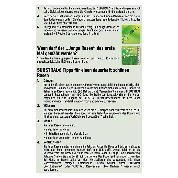 Substral Spiel- & Sportrasensamen - 5 kg, 250 m² - Rückansicht