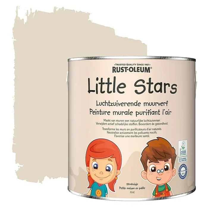 Rust-Oleum Little Stars Muurverf Luchtzuiverend - Strohuisje, 2,5 l, Extra mat - Informatieweergave